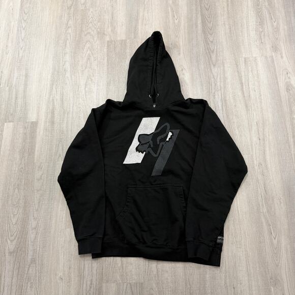 Vintage Fox Racing Hoodie Men's Large Black Motocross Racing Grunge Cyber y2k